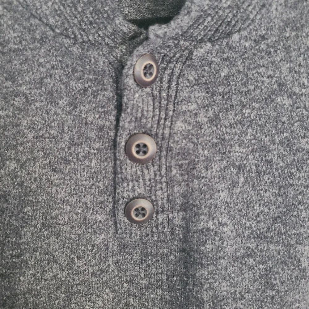 Express 100% Cotton 3 Button Mock Neck Sweater Size XL Charcoal‎ Gray Mens